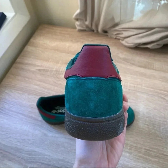Adidas Handball Spezial Sneakers Green Suede Red Womens Size 10 - Picture 9 of 13